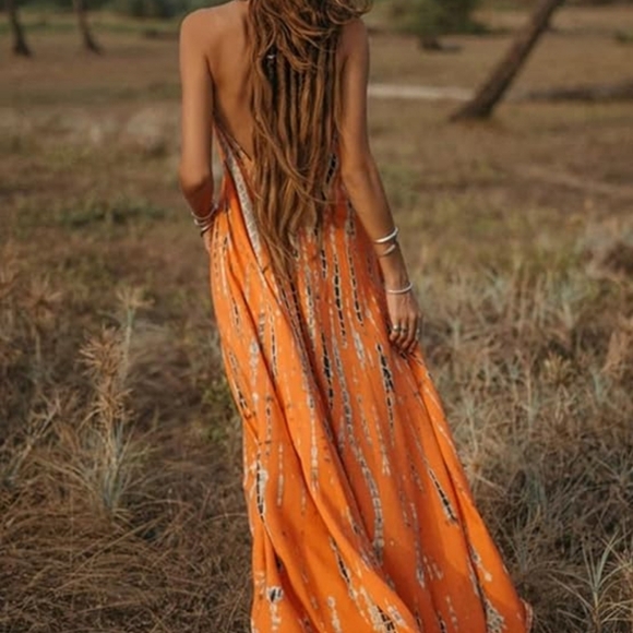 Bohemian silky long dress. - Picture 3 of 6